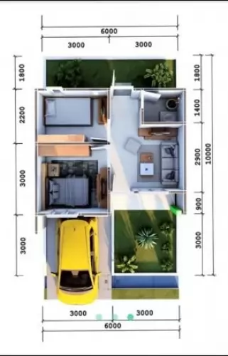 denah rumah subsidi pesona kahuripan tipe 36