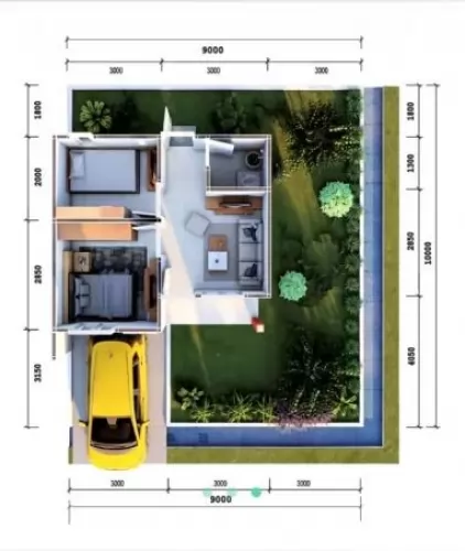 denah rumah subsidi pesona kahuripan tipe 36 