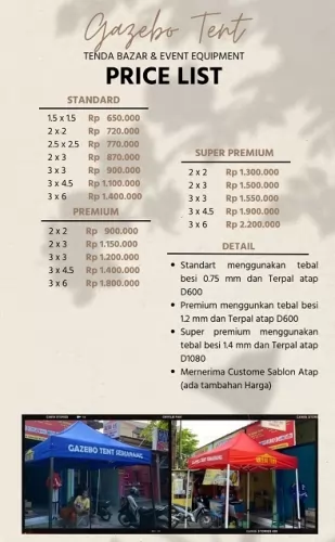 harga tenda lipat gazebo tent